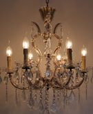 Kroonluchter 6 lichtpunten met pinakels